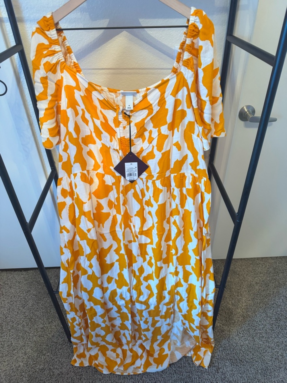 Ava & Viv Yellow and White Printed Maxi Dress